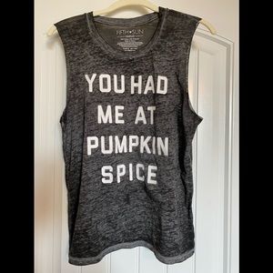 You had me at pumpkin spice workout tank.